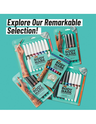 Marcadores de Tatuajes Temporales BIC BodyMark, 8 Colores, Punta Fina