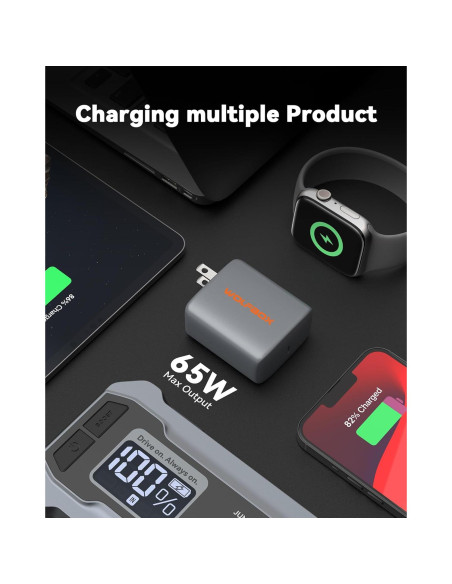 Inflador de Neumáticos WOLFBOX + Cargador USB C 67W Inflador de Neumáticos WOLFBOX + Cargador USB C 67W
