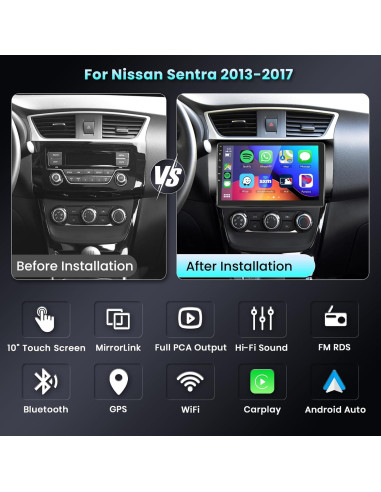 Radio Estéreo de Coche Podofo 10.1" para Nissan Sentra 2013-2017