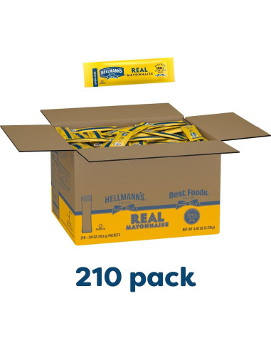 Mayonesa Real Hellmann's en Stick 10.8g - 210 Paquetes Sin Gluten