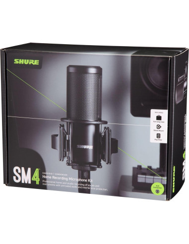 Micrófono de Grabación Shure SM4 Kit con Filtro Pop y Soporte