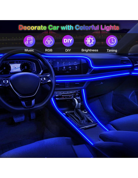 Luces LED de Tira Jushope 5 en 1 RGB 600 cm para Coche Luces LED de Tira Jushope 5 en 1 RGB 600 cm para Coche