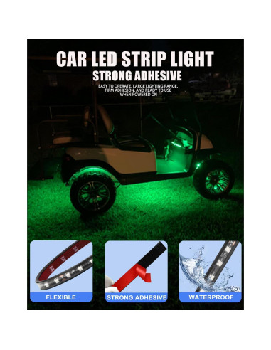 Tira de luz LED verde impermeable Keiurot 32.3cm 12V - Paquete de 4