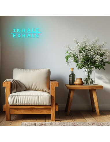 Letrero LED de Neón Inhale Exhale Alkkign 42.5x14 cm Azul