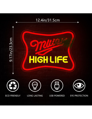 Letrero de Neón LED de Cerveza Jeanchrl 31.5x23.3cm