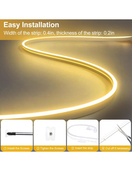 Tira de Luces LED Neón CCILAND 10m Blanco Cálido Dimmable Tira de Luces LED Neón CCILAND 10m Blanco Cálido Dimmable