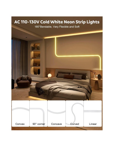 Tira de Neón LED Aclorol 5M Blanca Cálida Impermeable 120LEDs/M