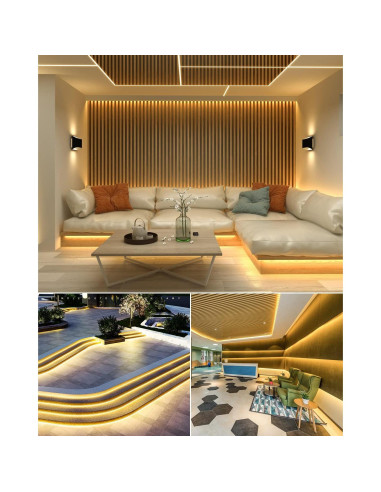 Tira de Neón LED Aclorol 5M Blanca Cálida Impermeable 120LEDs/M