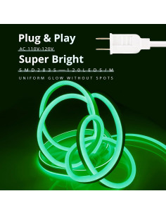 Luz de Tira Neón LED Verde 10m Areful Impermeable 1200 LEDs 2