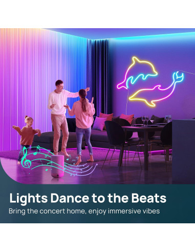 Tira LED Neon Linkind 3m con Sincronización Musical y Control por Voz