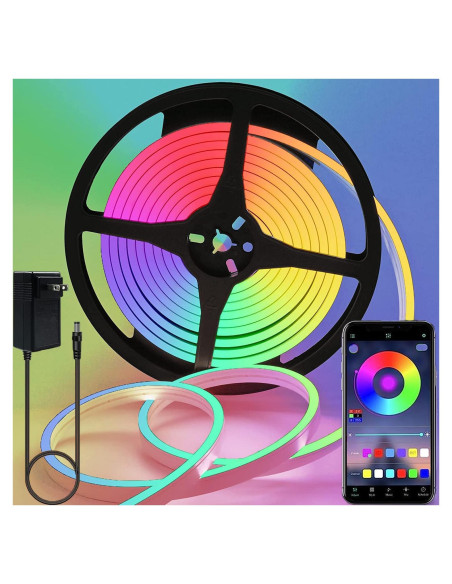 Tira de Luces LED Neón RGB 5m Lucienstar, Control App, IP67 Tira de Luces LED Neón RGB 5m Lucienstar, Control App, IP67