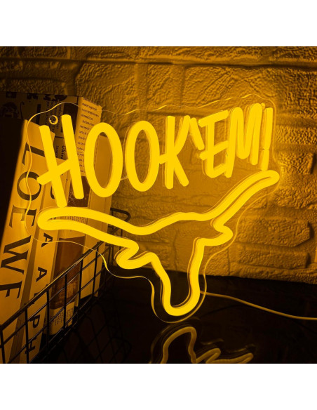 Luz de Neón LED Hook 'Em Longhorn Amarillo 33x27 cm Luz de Neón LED Hook 'Em Longhorn Amarillo 33x27 cm