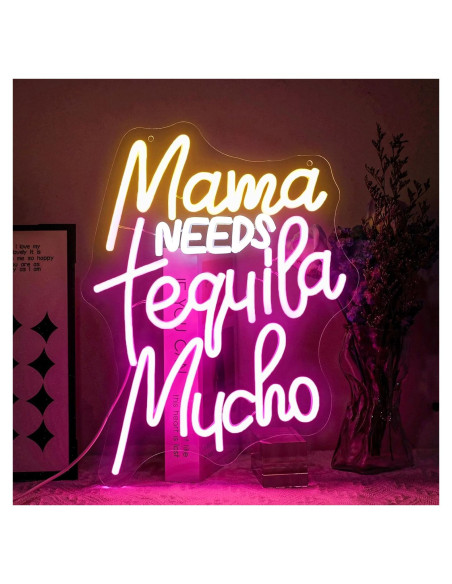 Letrero Neón LED 'Mama Necesita Tequila' Virlusy 43x30cm Letrero Neón LED 'Mama Necesita Tequila' Virlusy 43x30cm