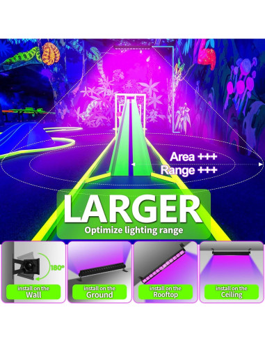 Paquete de 6 Luces LED Negras TigQiang 38W para Fiesta