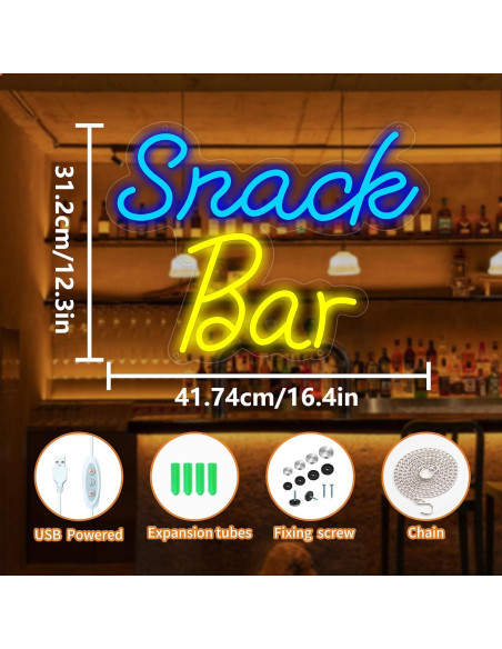 Señal de Neón LED Snack Bar Moneter 41.65 cm para Decoración Señal de Neón LED Snack Bar Moneter 41.65 cm para Decoración