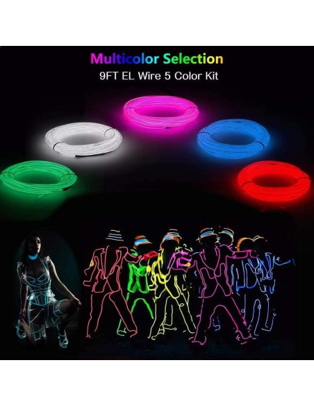 Hilo Electroluminiscente MaxLax 2.74m con Batería - 5 Colores Hilo Electroluminiscente MaxLax 2.74m con Batería - 5 Colores