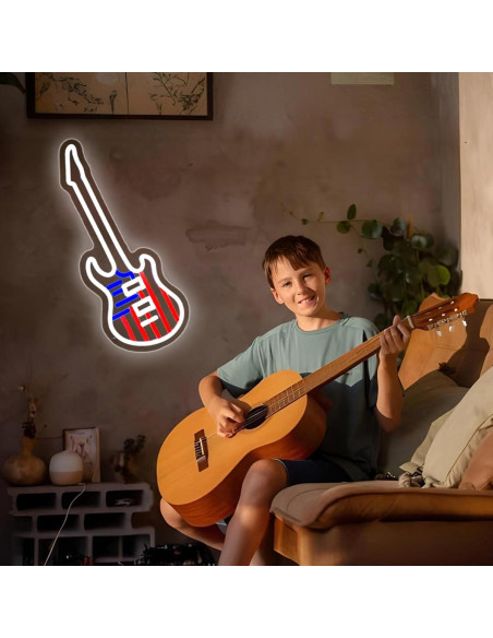 Luz de Neón Guitarra Americana Whfobfe LED USB Decorativa Luz de Neón Guitarra Americana Whfobfe LED USB Decorativa