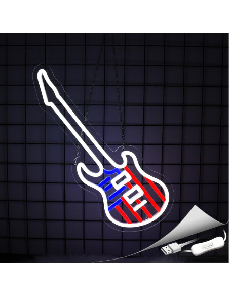 Luz de Neón Guitarra Americana Whfobfe LED USB Decorativa Luz de Neón Guitarra Americana Whfobfe LED USB Decorativa