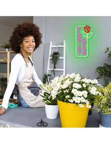 Cartel de Neón LED Florista 43x24.5 cm con Brillo Ajustable