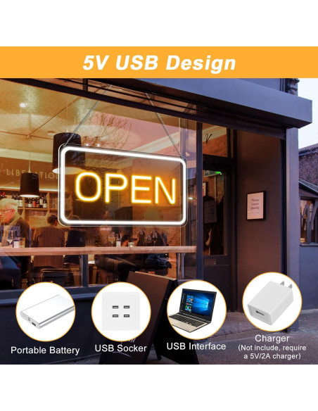 Cartel LED Abierto FLETERGIB 40.64x22.86cm Regulable USB Cartel LED Abierto FLETERGIB 40.64x22.86cm Regulable USB