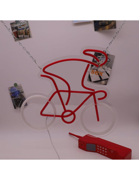 Luz de Neón LED Bicicleta Roja Dimmable 36.6x33.5cm Luz de Neón LED Bicicleta Roja Dimmable 36.6x33.5cm
