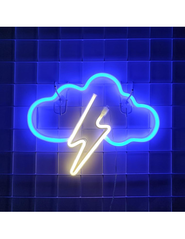Letrero de Neón Nube Relámpago JYWJ LED USB Decoración