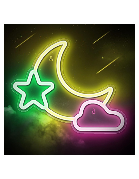 Luz Neón Nube Estrella Luna Lumoonosity 42x32.5cm USB Luz Neón Nube Estrella Luna Lumoonosity 42x32.5cm USB