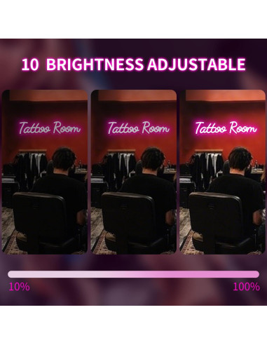 Letrero de Neón LED Rosa Sala de Tatuajes Vveikea 28.2x19.8cm