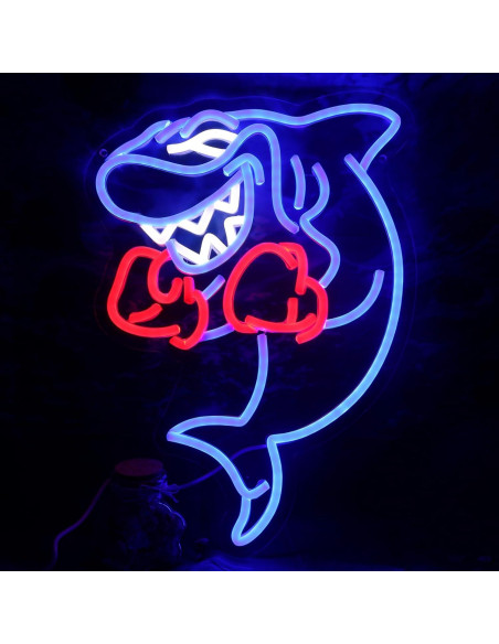 Luz de Neón LED Tiburón Boxeador Sikooruled - Decoración Fitness Luz de Neón LED Tiburón Boxeador Sikooruled - Decoración Fitness