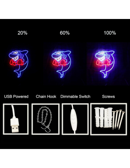 Luz de Neón LED Tiburón Boxeador Sikooruled - Decoración Fitness Luz de Neón LED Tiburón Boxeador Sikooruled - Decoración Fitness