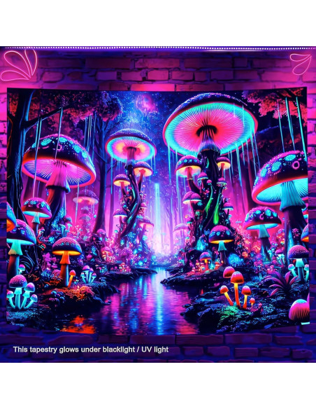 Tapiz Blacklight BlissYard Hongo UV 150x200 cm Decoración Tapiz Blacklight BlissYard Hongo UV 150x200 cm Decoración