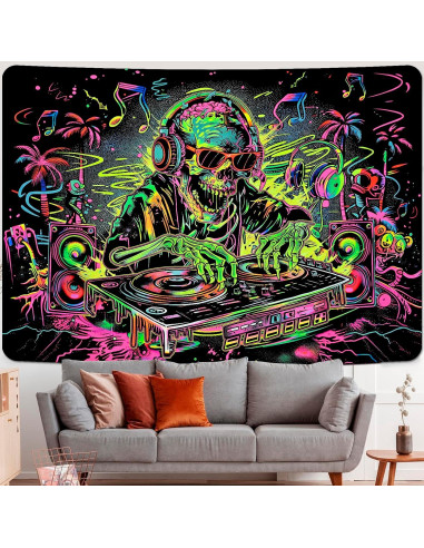 Tapiz Calavera UV Reactivo Uspring 150 x 210 cm Decoración