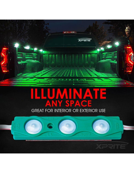 Kits de luces LED verdes Xprite para cama de camión - 8 piezas Kits de luces LED verdes Xprite para cama de camión - 8 piezas