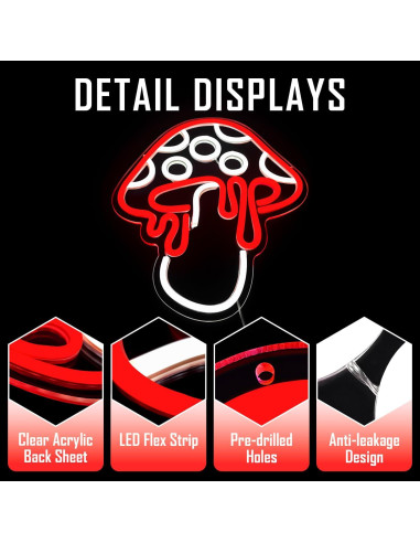 Luz de Neón Hongo Ajoyferris 30x26.2cm Regulable LED