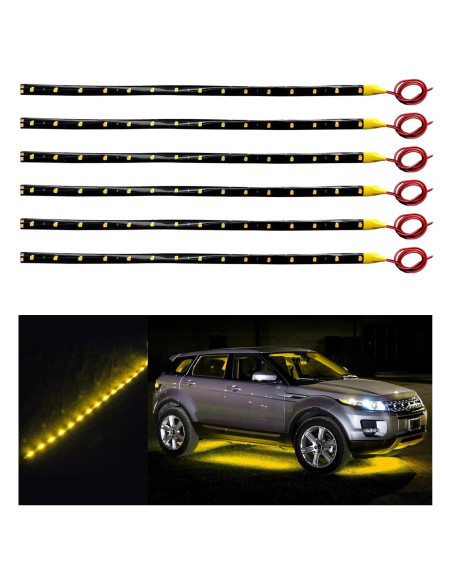 Tira de Luz LED Bajo Carro Dickno Amarillo 6 Pcs 30.48 cm Tira de Luz LED Bajo Carro Dickno Amarillo 6 Pcs 30.48 cm