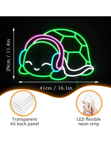 Luz de Neón Tortuga LED LISIGNVE 40.9x29 cm Regulable