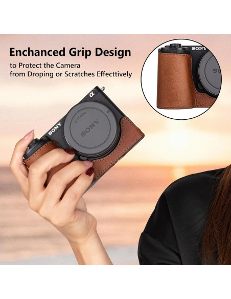 Funda Protectora MUZIRI KINOKOO para Sony ZV-E10 II - Cuero Genuino Marrón Funda Protectora MUZIRI KINOKOO para Sony ZV-E10 II - Cuero Genuino Marrón