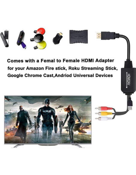 Convertidor HDMI a RCA ENBUER 1080P para TV y PC Convertidor HDMI a RCA ENBUER 1080P para TV y PC