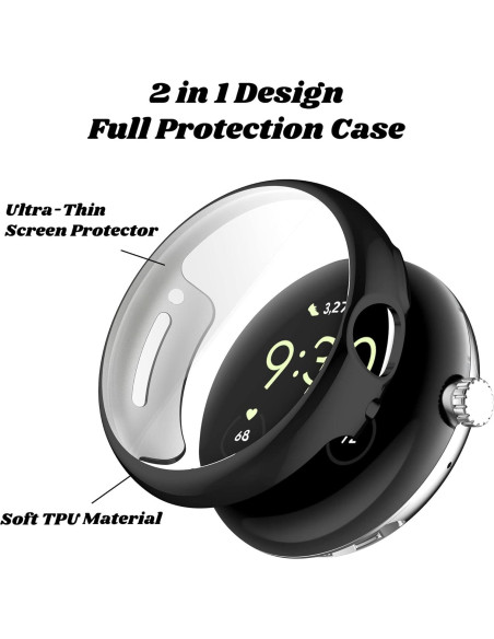 Funda Parachoques TPU NineHorse para Google Pixel Watch 2 - Negro Funda Parachoques TPU NineHorse para Google Pixel Watch 2 - Negro