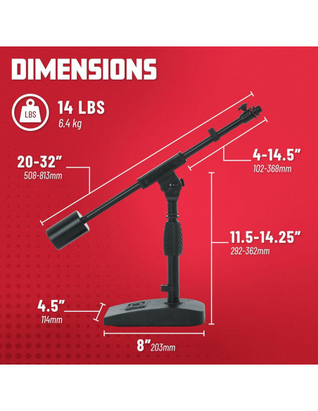 Soporte de Micrófono Gator Frameworks GFW-MIC-0822 con Brazo Telescópico Soporte de Micrófono Gator Frameworks GFW-MIC-0822 con Brazo Telescópico