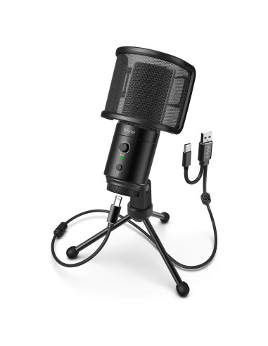 Micrófono de Escritorio USB FIFINE K683A con Filtro Antipop