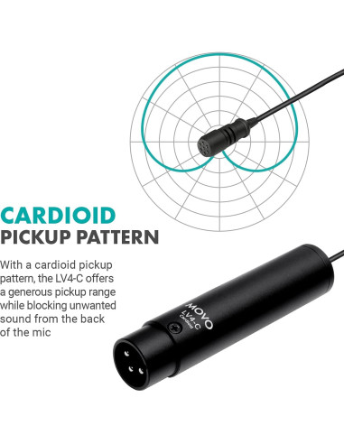 Micrófono Lavalier Cardioide Movo LV4-C XLR 1.83m Phantom