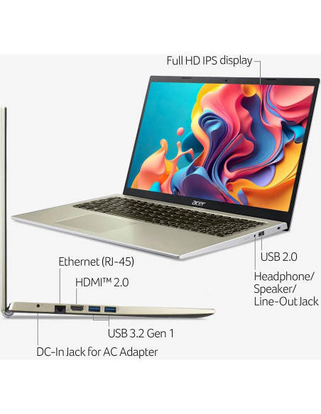 Portátil Acer Aspire 15.6" FHD, Intel Celeron N4500, 32GB RAM, 2TB SSD, Windows 11 Pro, Oro Safari Portátil Acer Aspire 15.6" FHD, Intel Celeron N4500, 32GB RAM, 2TB SSD, Windows 11 Pro, Oro Safari