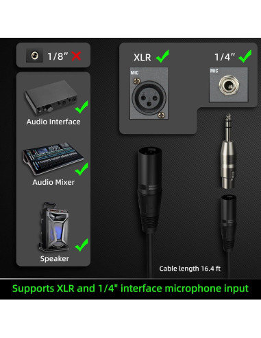 Micrófono Dinámico de Mano MRSDY DY23 con Cable XLR 5m