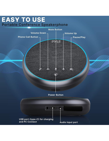 Altavoz de Conferencia Pyle PSCN42 Bluetooth 5.1 con USB-C