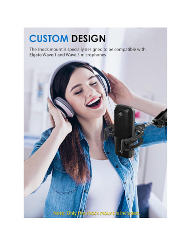 Soporte de Choque Borenbuir para Micrófono Elgato Wave:1 y Wave:3