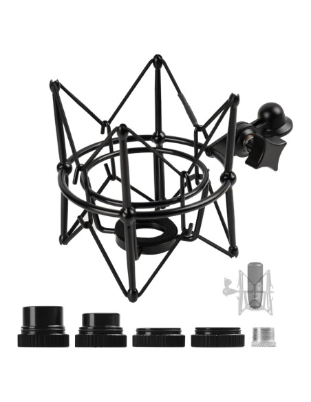 Soporte de Choque para Micrófono Antivibración Metal Negro Soporte de Choque para Micrófono Antivibración Metal Negro