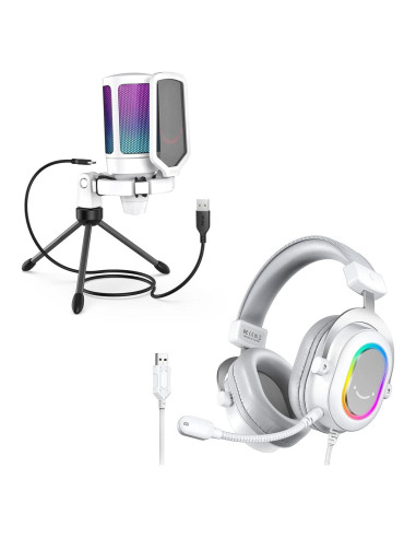 Kit Micrófono USB Gaming FIFINE A6W + Auriculares H6W 7.1