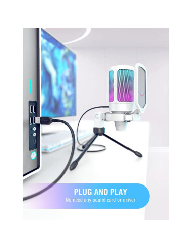 Kit Micrófono USB Gaming FIFINE A6W + Auriculares H6W 7.1