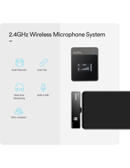 Micrófono Lavalier Inalámbrico Godox MoveLink LT1 para iPhone Micrófono Lavalier Inalámbrico Godox MoveLink LT1 para iPhone